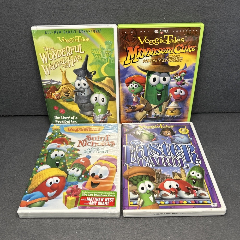 VeggieTales DVD Lot 4 Christian Kids Cartoon Movies‎ Family Animated Like New - Picture 2 of 4